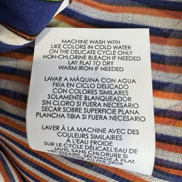 Cabi Striped Hearts Tunic Shift Button Up Dress Size M Blue Orange Hippie Boho - Picture 10 of 10